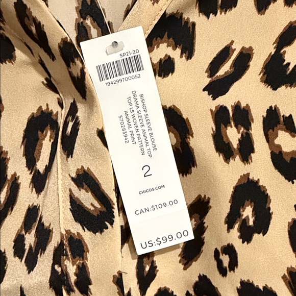 Chico's Tan and Black Animal Print Blouse - Picture 2 of 3